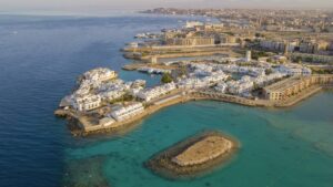 Hurghada rannik ja Punane meri linnulennult