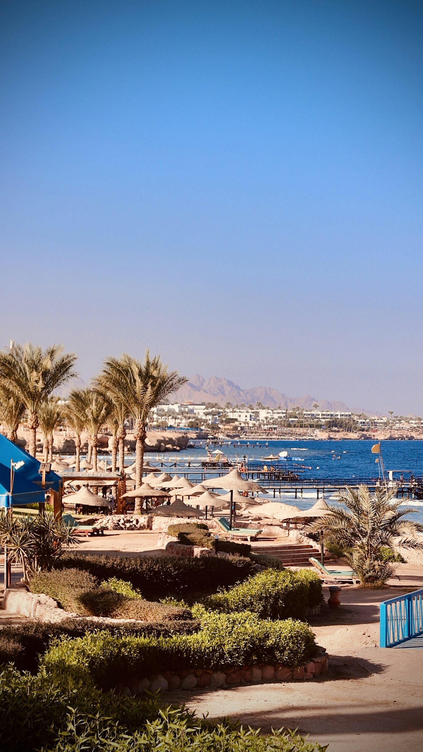Palmide ja päikesevarjudega rand Sharm el Sheikhis